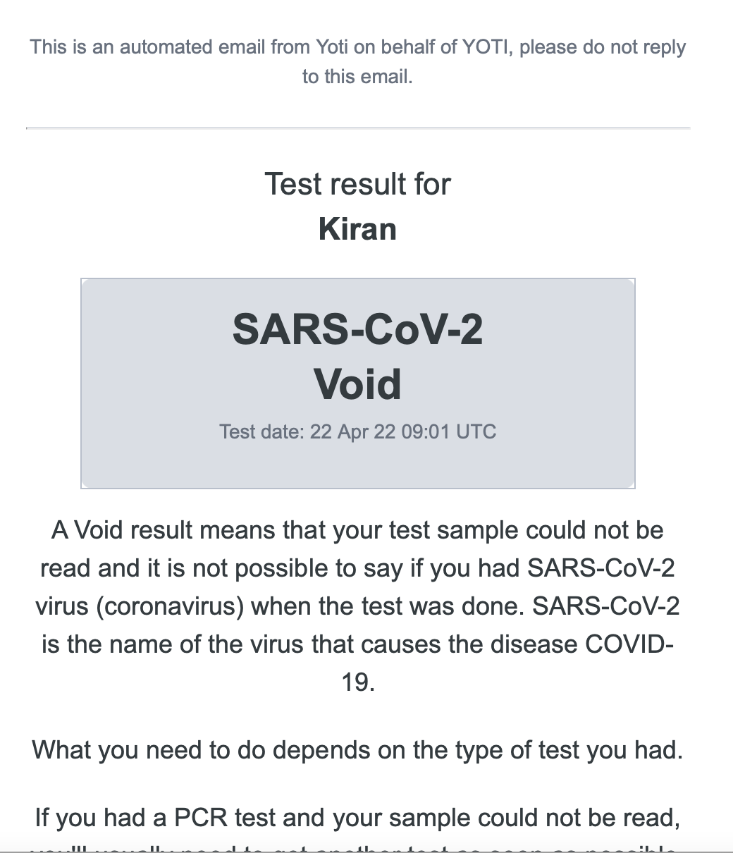 Void email example