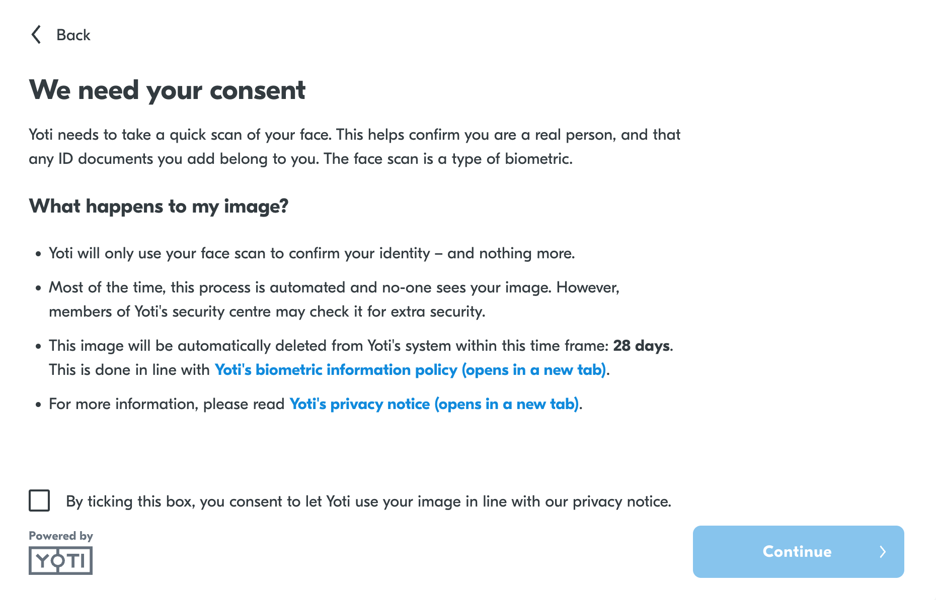 User flow: Consent screen