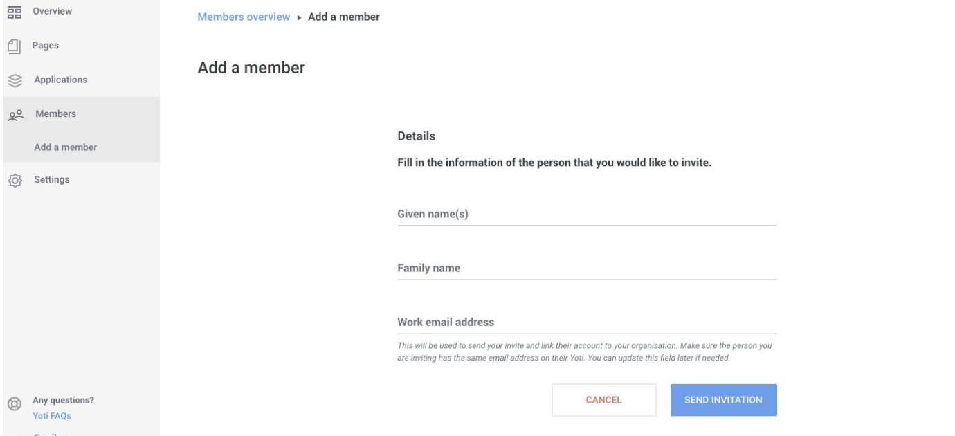 Members -> Add a member