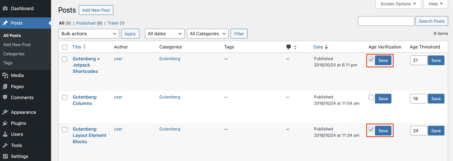 Posts -> All Posts