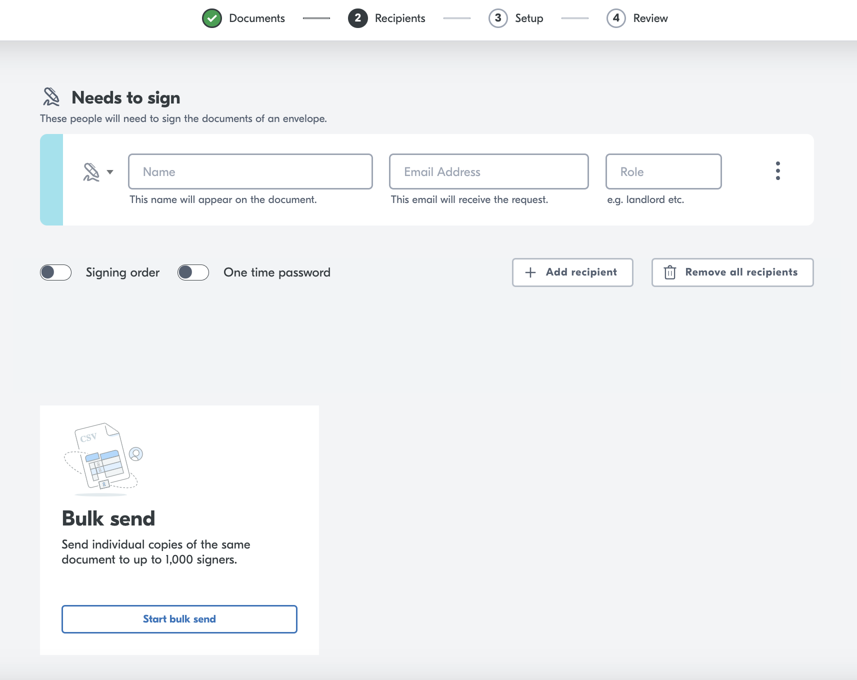 Send a document &gt; Signers