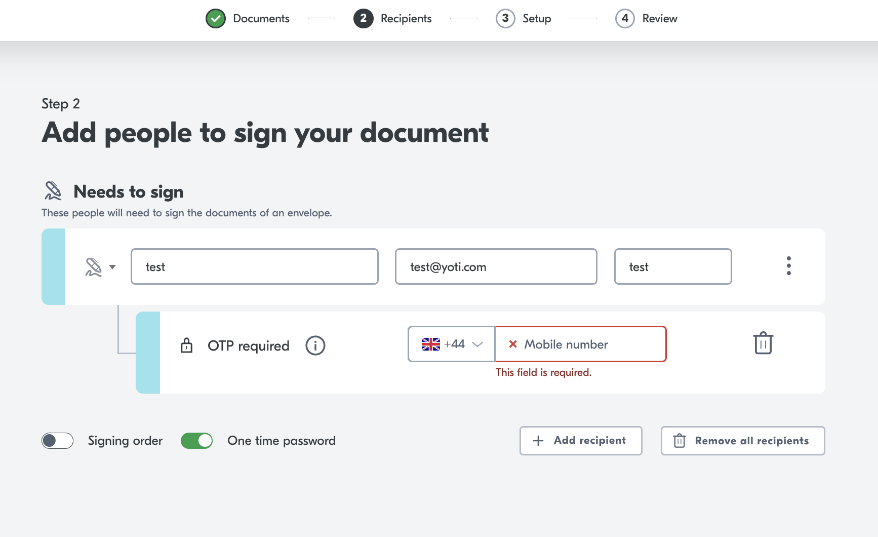 One time password