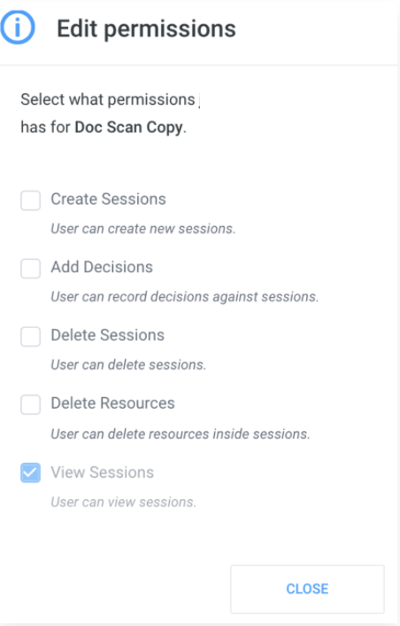 Creating an application > Users > Permissions