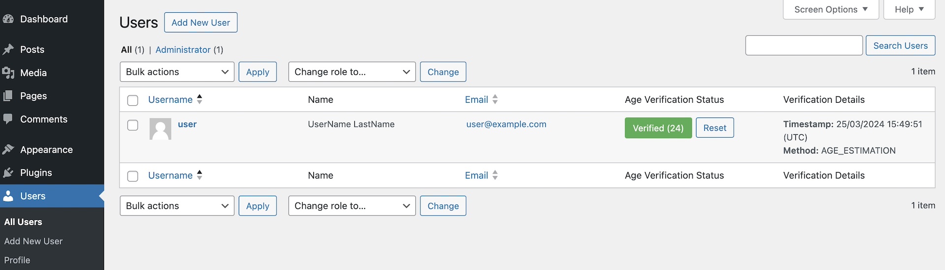 Users page