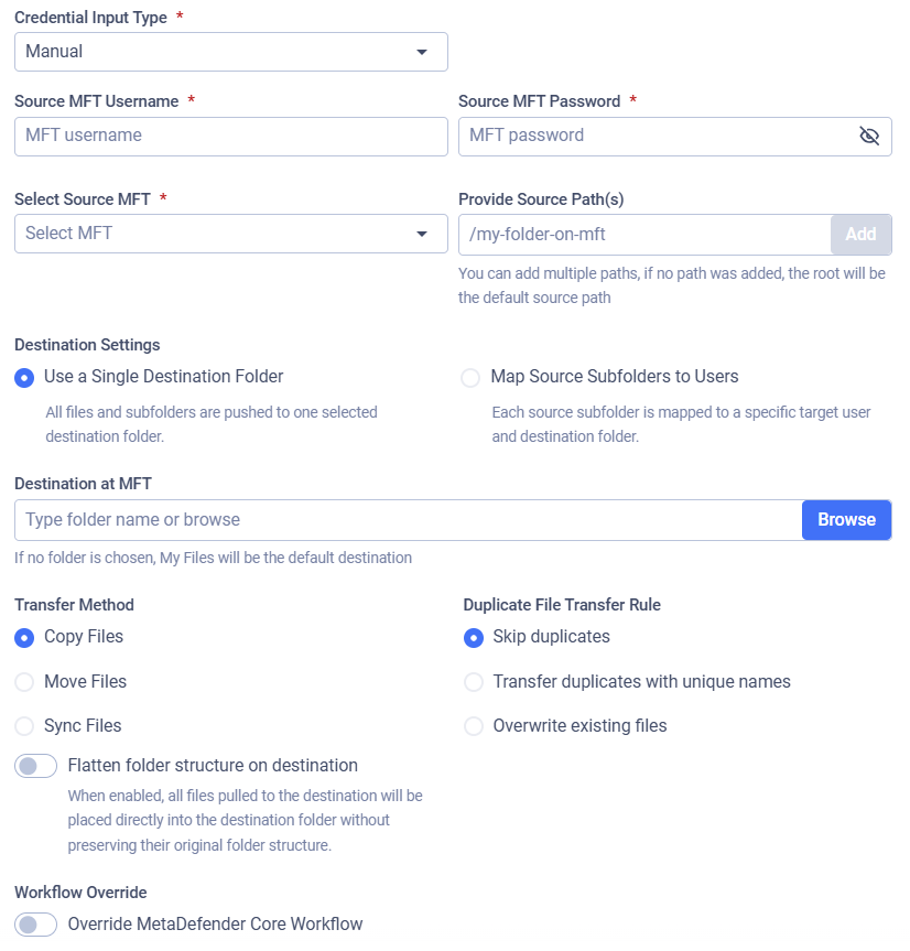 MFT Pull configuration viewed as an user
