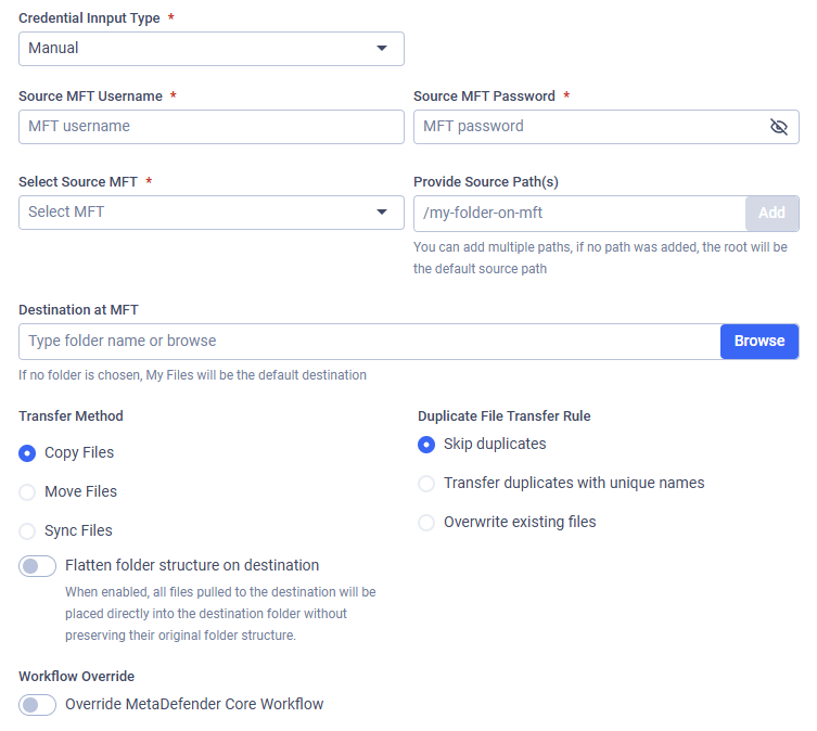 MFT Pull configuration viewed as an user