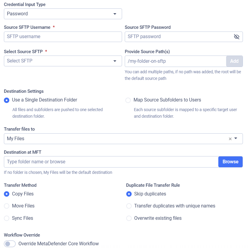 SFTP Pull configuration viewed as an user