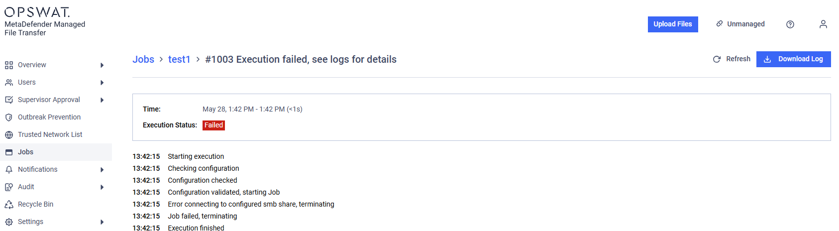 MFT cannot process jobs using the SMB share