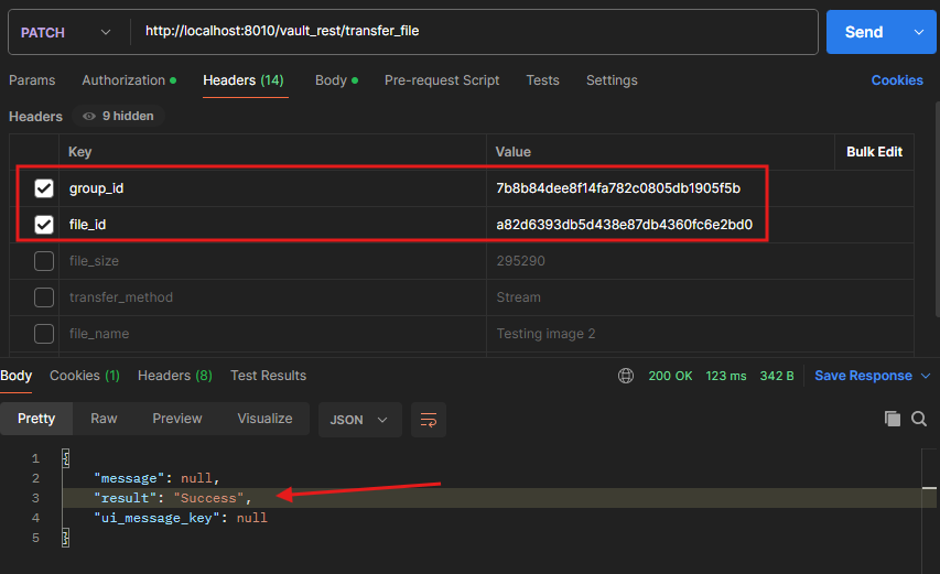 PATCH request for File transfer