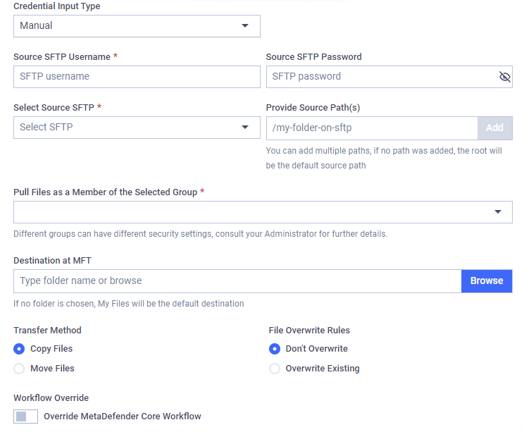 SFTP Pull configuration viewed as an active directory user