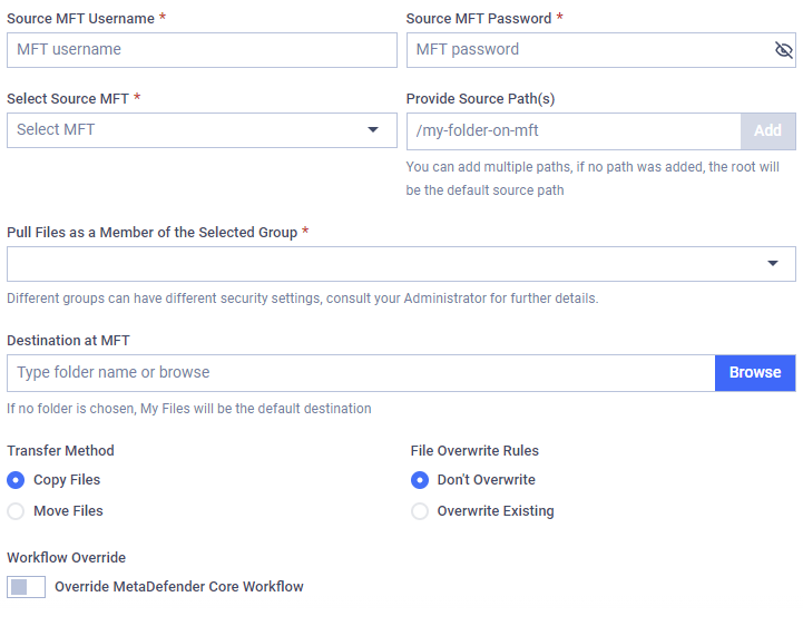 MFT Pull configuration viewed as an active directory user