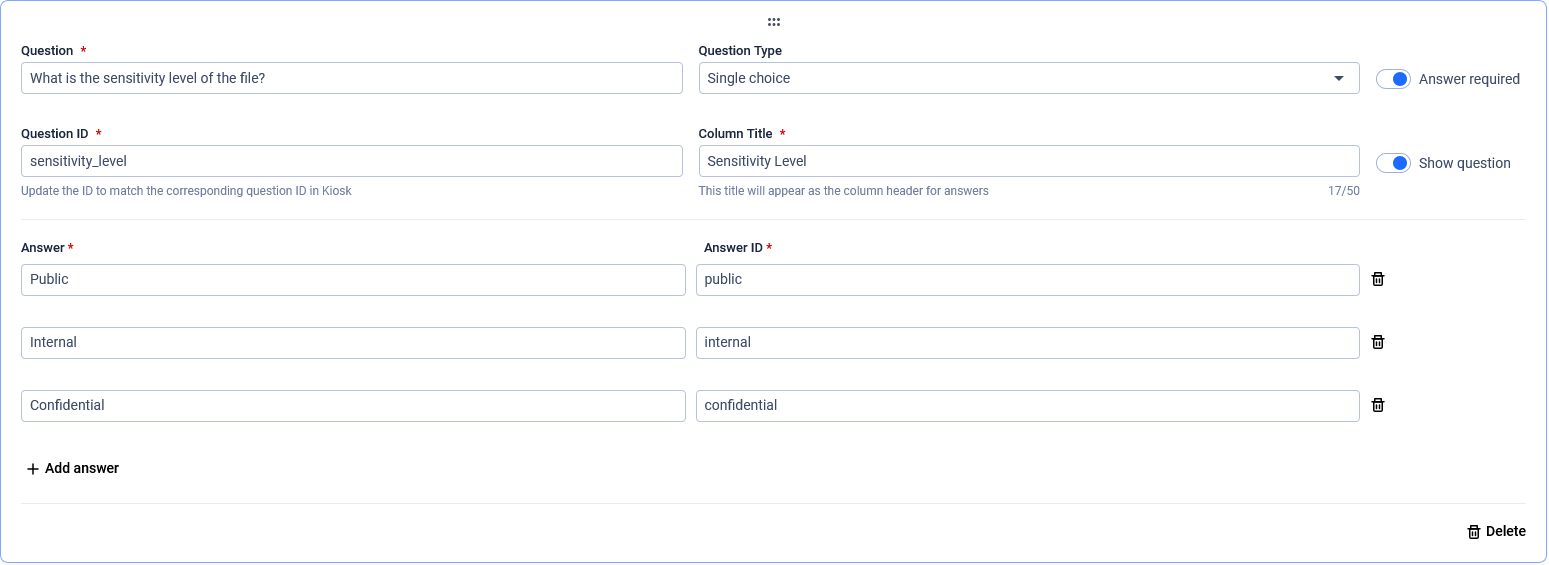 Single choice question