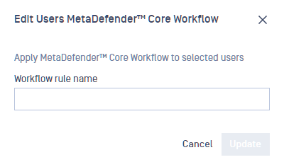 Modal of Update Workflow action