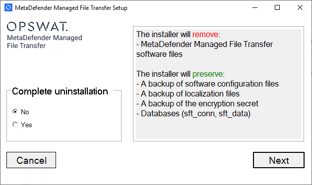 Normal uninstallation