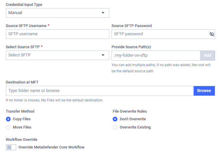 SFTP Pull configuration viewed as a user