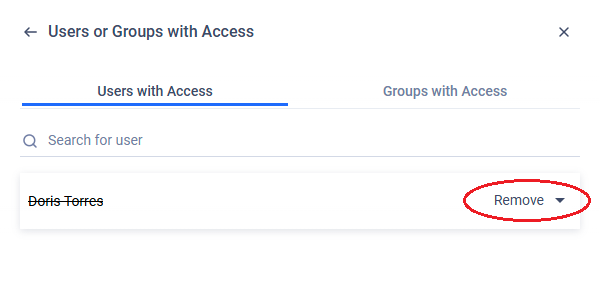 Example: the access for a user will be removed.