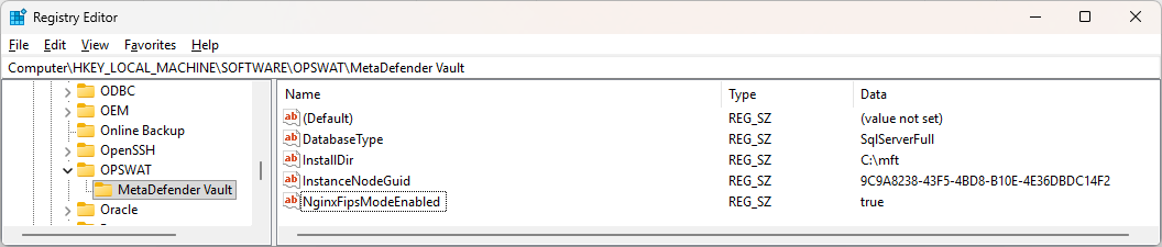 FIPS mode enabled in registry.