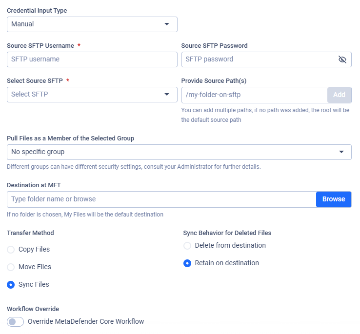 SFTP Pull configuration viewed as an active directory user
