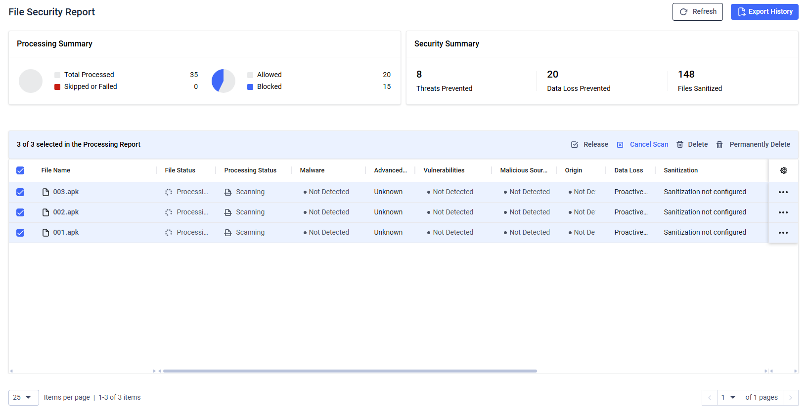 Cancel multiple files' scan