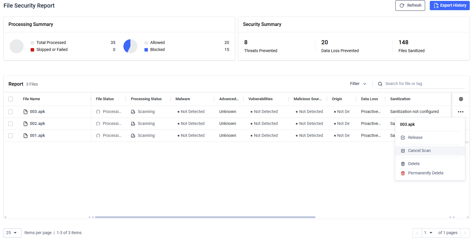 Cancel a single file scan