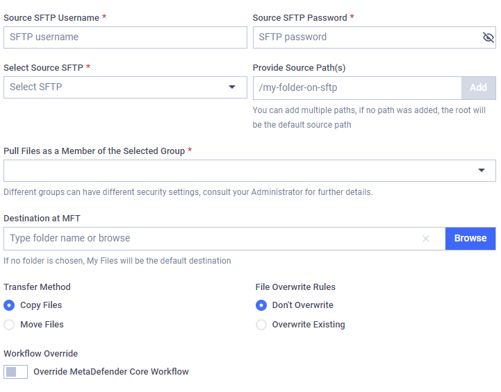 SFTP Pull configuration viewed as an active directory user