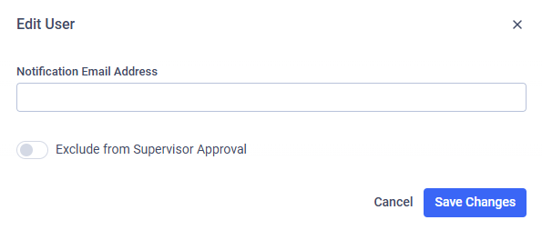 Notification email can be added, modified or cleared through editing the user.