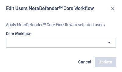 Modal of Update Workflow action