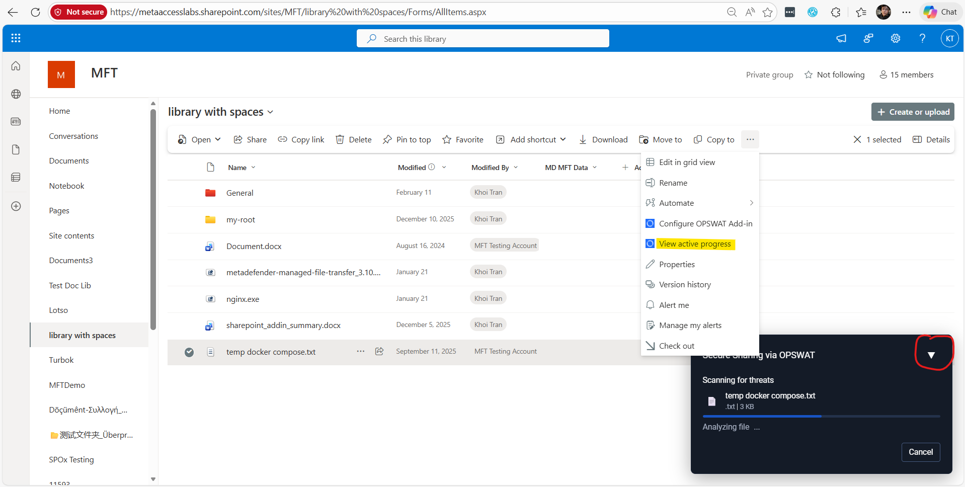 4. During the process, it may take long because of the size of the file or many reason... You can hide the progress modal by click the Hide button, and click the "View active progress" to show it back