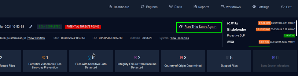 Scan results with Run This Scan Again button
