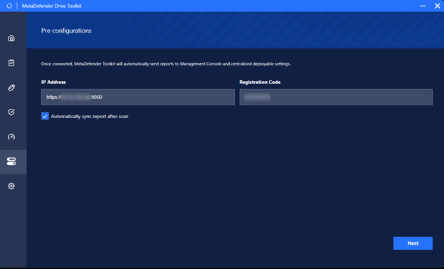 MetaDefender Drive Toolkit - Management Console pre-configuration