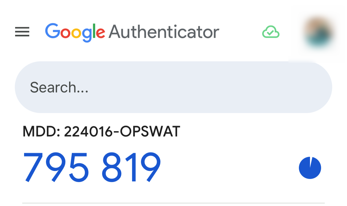 _One-time passcode generated on Google Authenticator shows the last 6 digits of the MetaDefender Drive ID and Approver's name_
