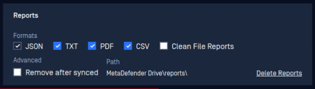 Reports preferences interface