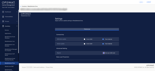 OPSWAT Management Console view