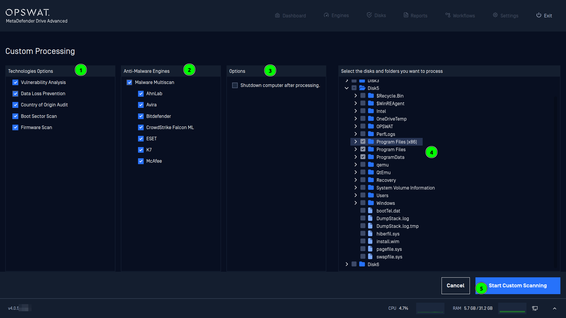 Custom Scan configuration