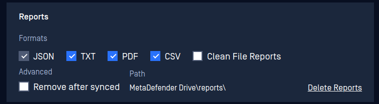 Report saving formats