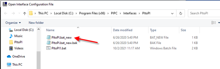 Selecting the PiToPi bat file